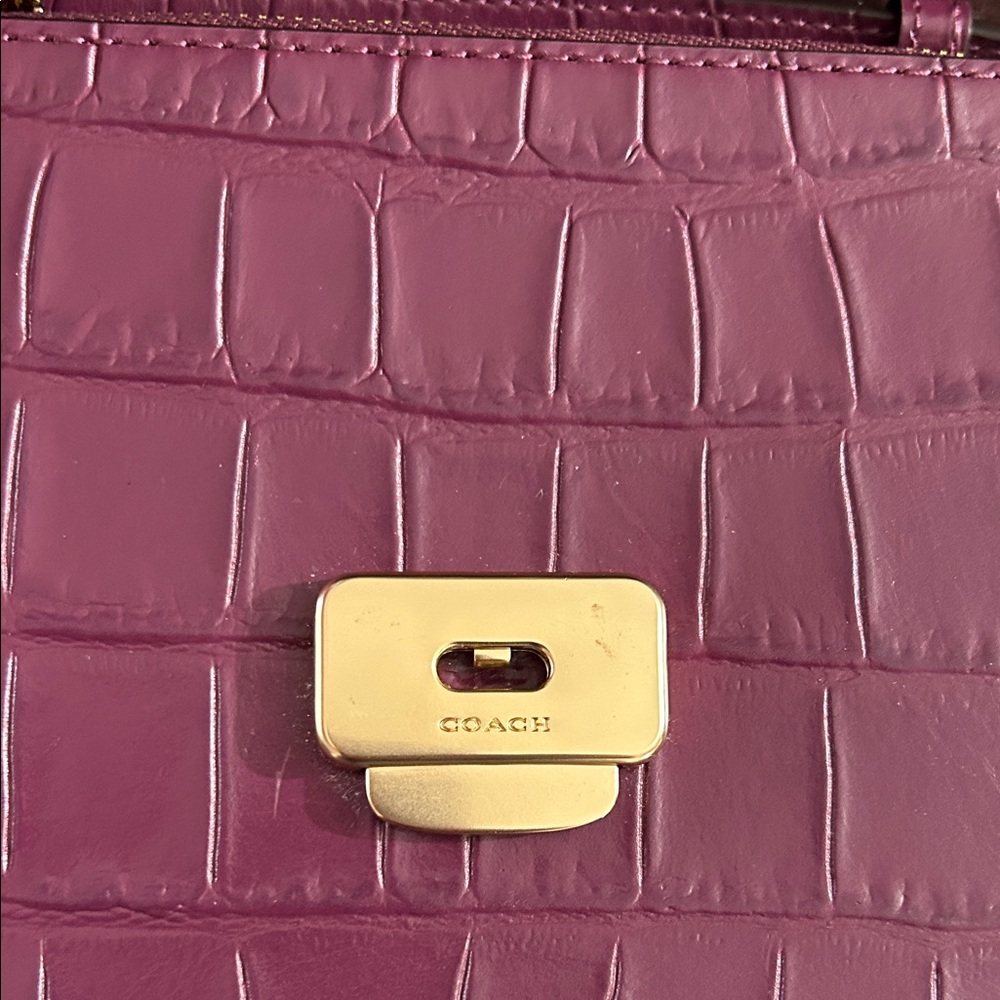 Coach Plum Croc-Embossed Crossbody Bag - Picture 5 of 12